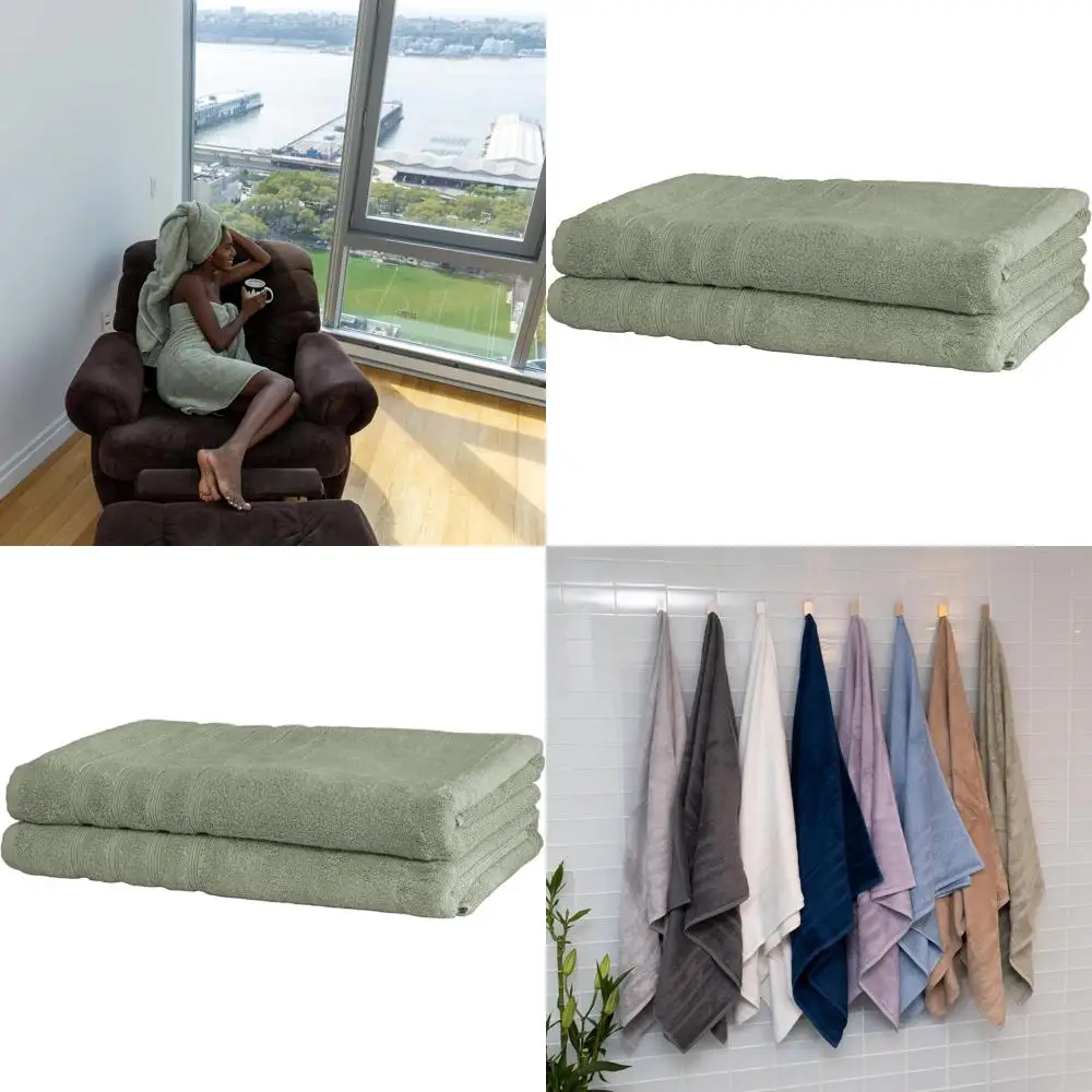 

Набор из 2-х зеленых банных полотенец 35x70 см, 700 GSM, смесь бамбуковой вискозы и эгейского хлопка