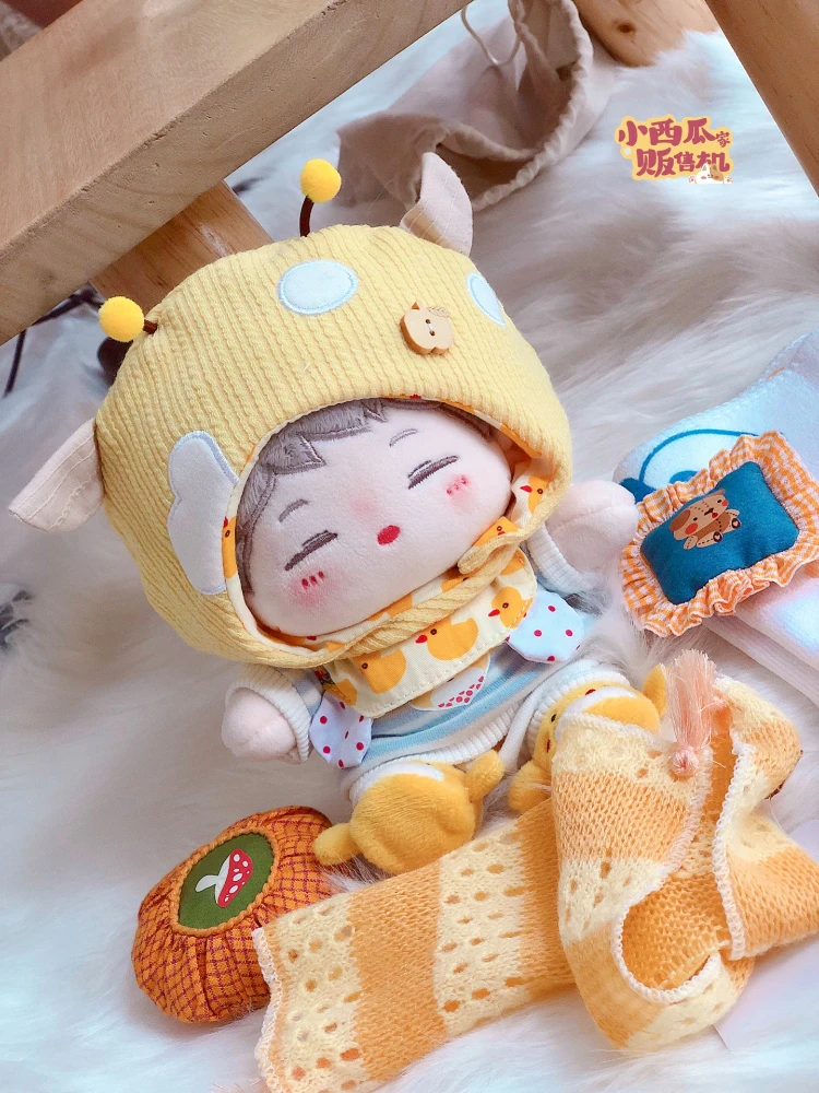 Handmade 6pc/set Honey Butter Suit T-Shirt Bib Denim Overalls Hood Shoes 15 /20CM Doll Clothes Plush Dolls Outfit