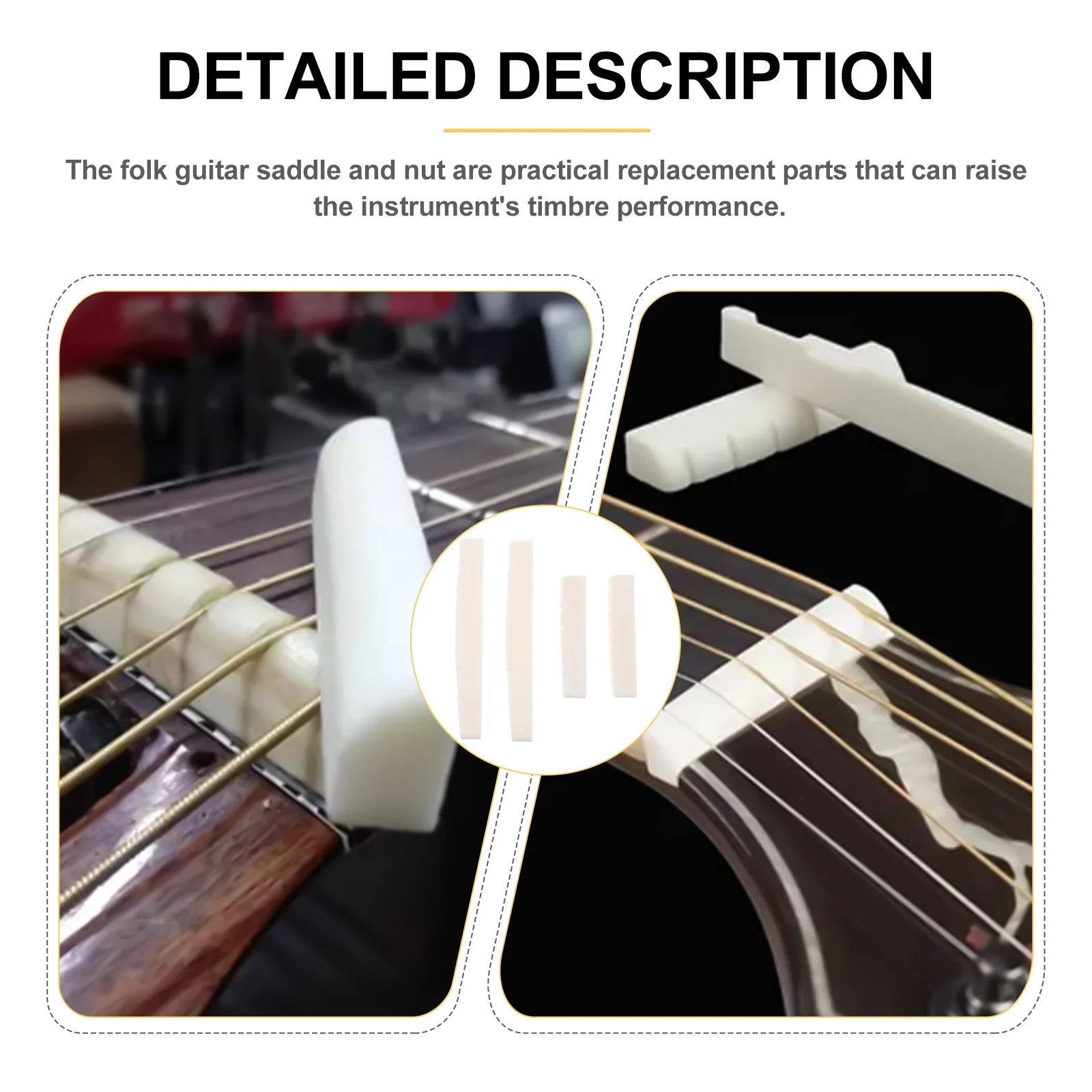 

2Sets Guitar Bridge Saddles Replacement Acoustic Durable Folk Guitar Nut Parts String Instrument Supplies Accessories