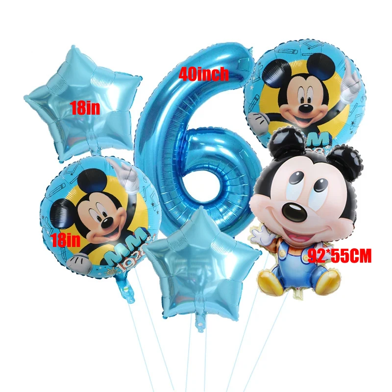 6pcs Disney Minnie Mickey Mouse Aluminium Foil Balloons Boys Girls 1-9th Birthday Party Kids Gifts Baby Shower Decoration 2024