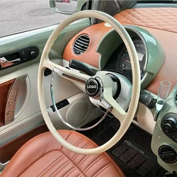 Volante clásico cromado blanco marfil, 400mm, 15-3/4 pulgadas, para Volkswagen Beetle 62-71, VW Bug Karmann Ghia tipo 3, 1962-1971