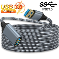 Nylon Braided USB 3.0 Extension Cable Male to Female 5Gbps Data Cord for PC PS3 Laptops to U Disk Smart TV USB Cable Extension