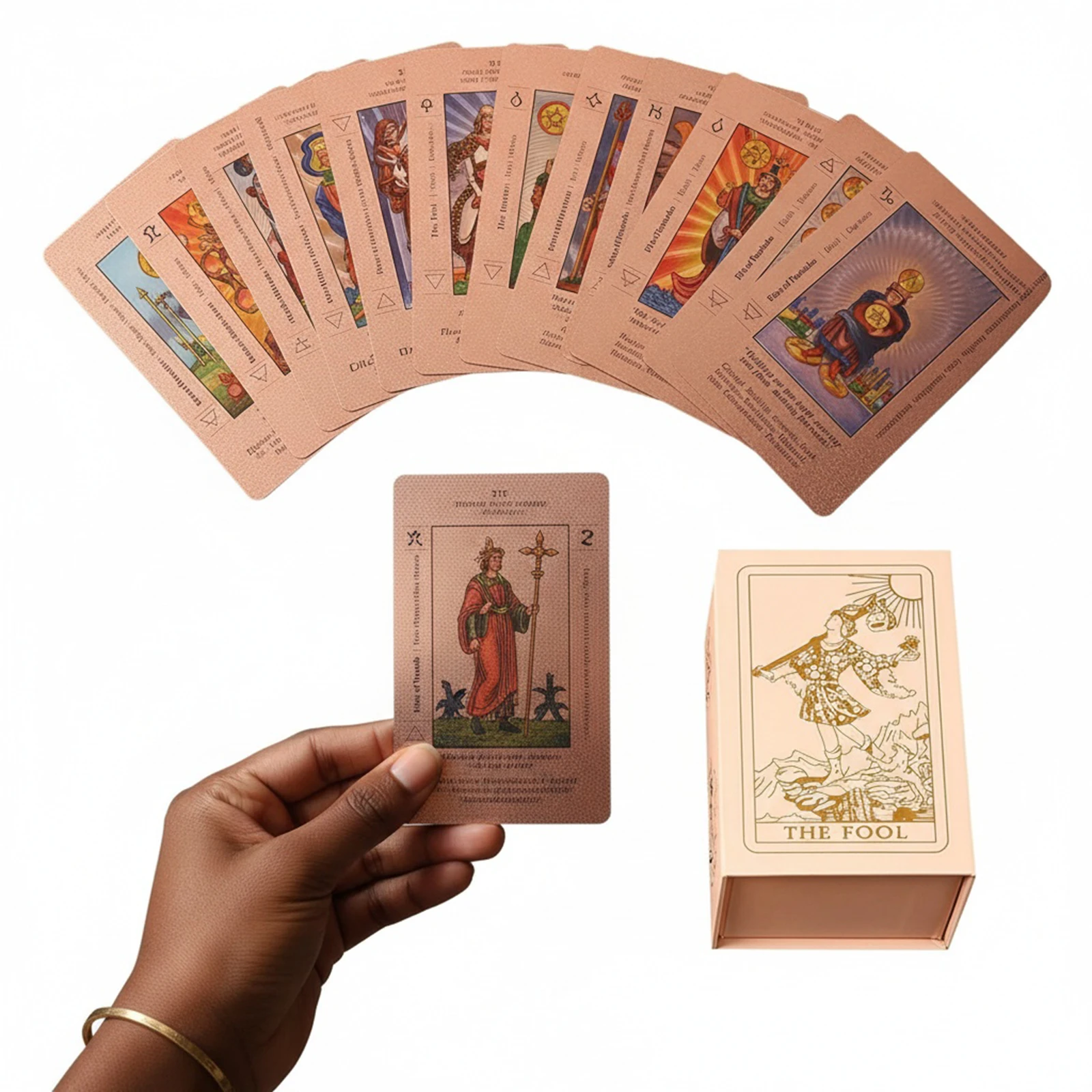 78 Classic for TAROT Cards Deck Set with Guide Book Rose Gold with Meanings on Them for Beginners & Experienced Practitioners