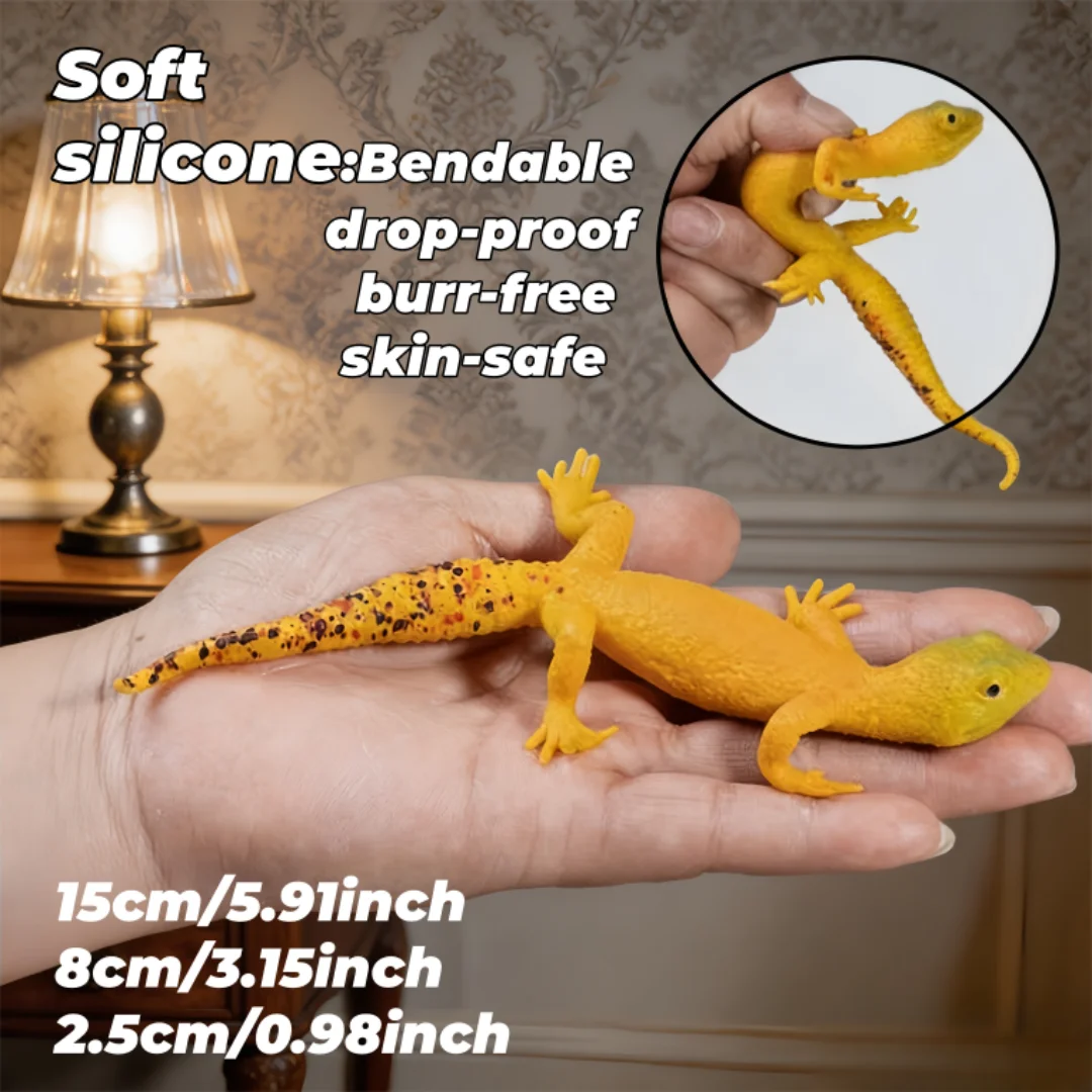 

5 Random Styles from 10 Assorted Soft TPR Lizard Toys, Realistic Tropical Wild Reptile Figurines, Bendable & Drop-proof for Pran
