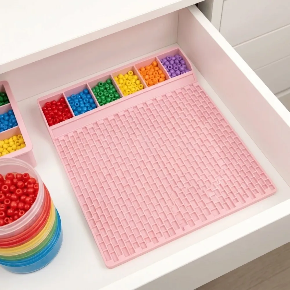 DIY Pony Beads Fast Stringing Tray Multi-Compartment Large Capacity Bead Bracelet Board Thickened Portable