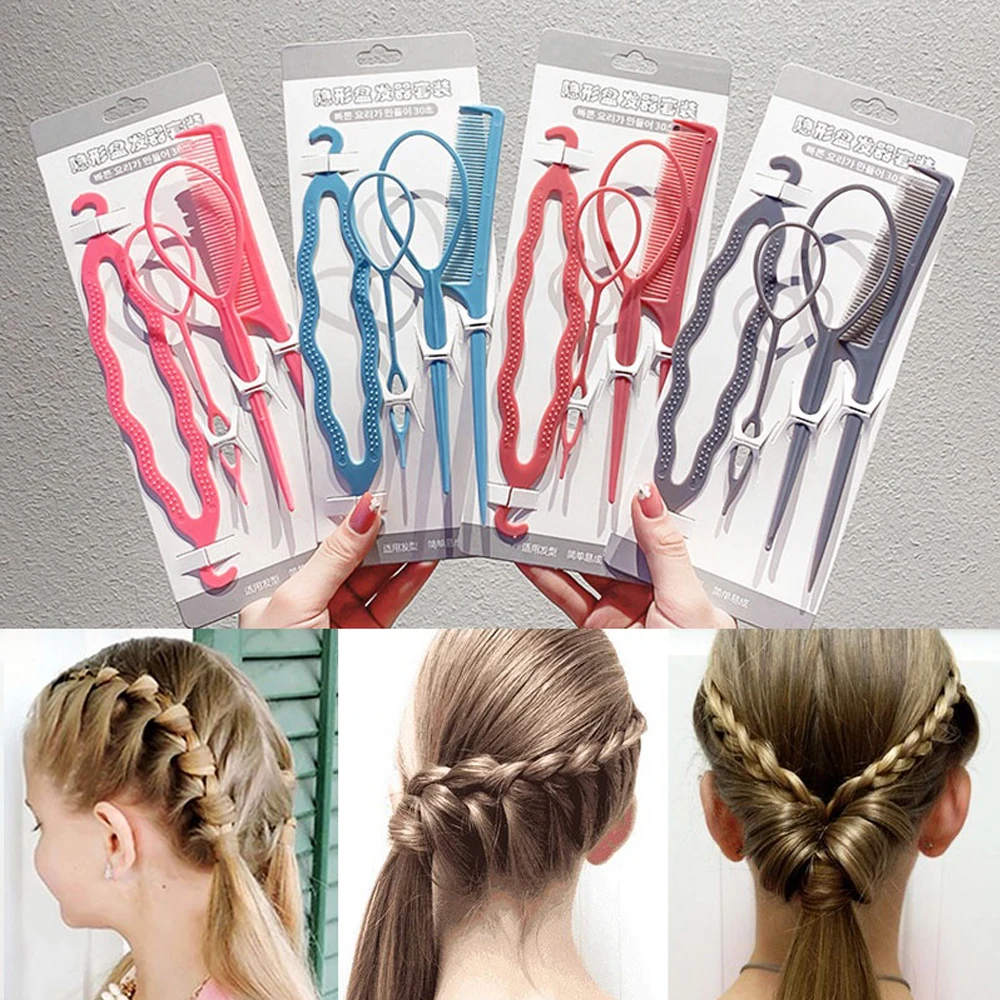 

4Pcs/set Hair Styling Tools Set DIY Hair Braiding Braider Accessories Hairpin Twist Bun Barrettes Hair Clips Women Hairdressing