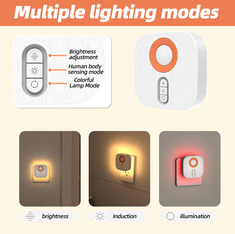 Bedroom corridor bathroom LED dimmable intelligent human motion sensor wireless motion sensing night light