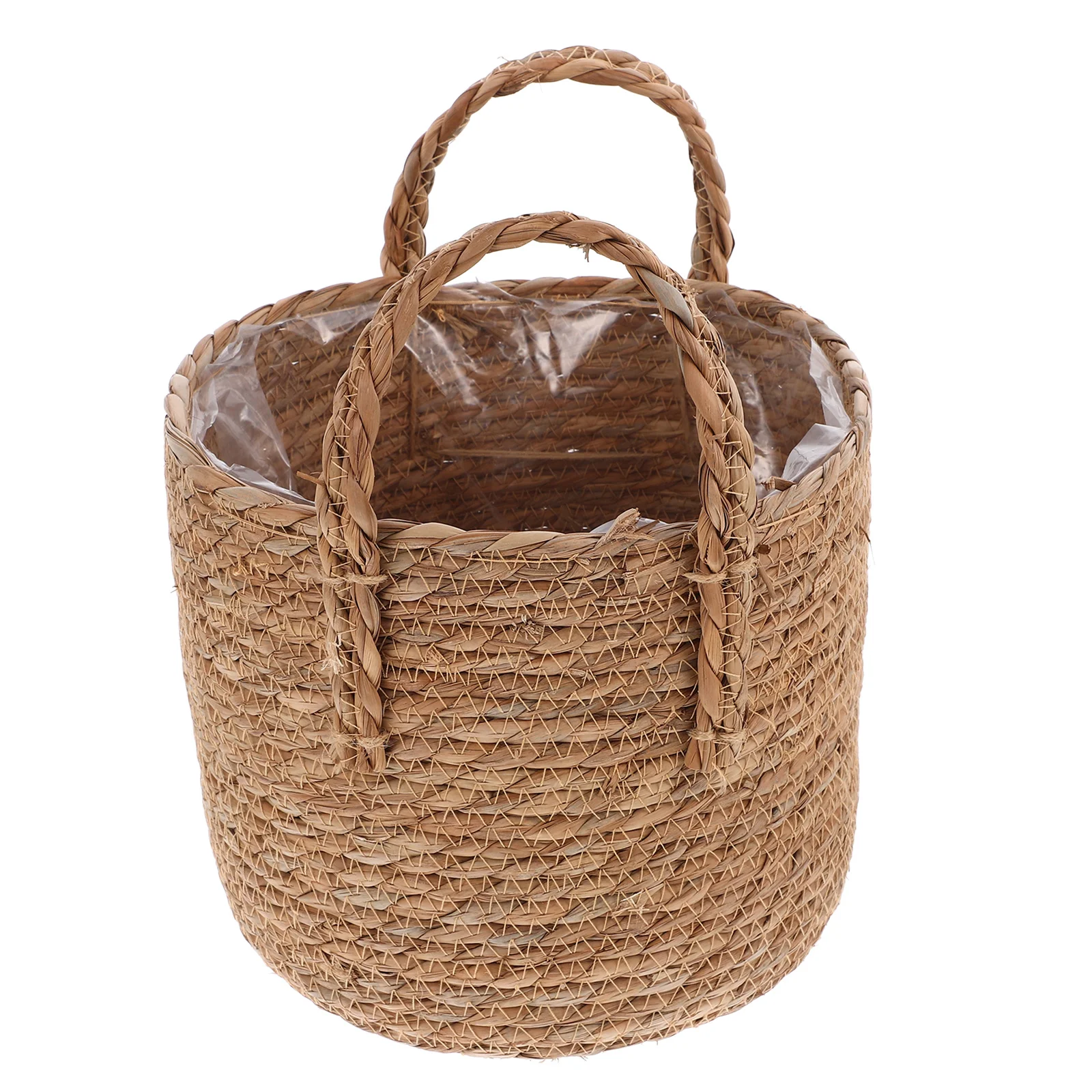 

1Pcs Seagrass Flowerpot 25Cm Retro Storage Basket for Indoor Plants Faux Flowers Makeup Organizer Boho Plant Basket Braided