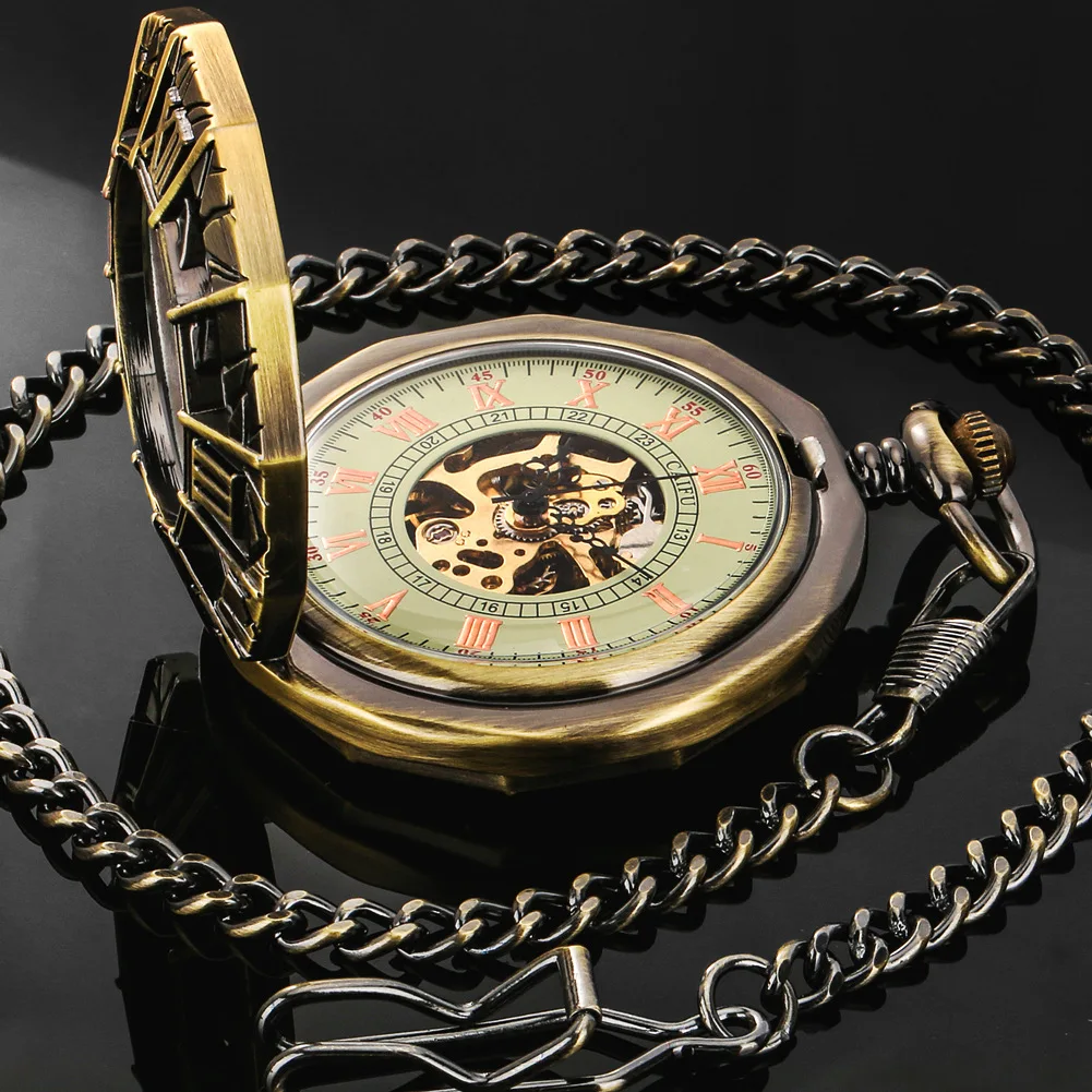 Vintage Dark Monster Octopus Hollow Quartz Pocket Watch Steampunk Bronze Chain Watch Pendant Necklace Men's Children's Gift