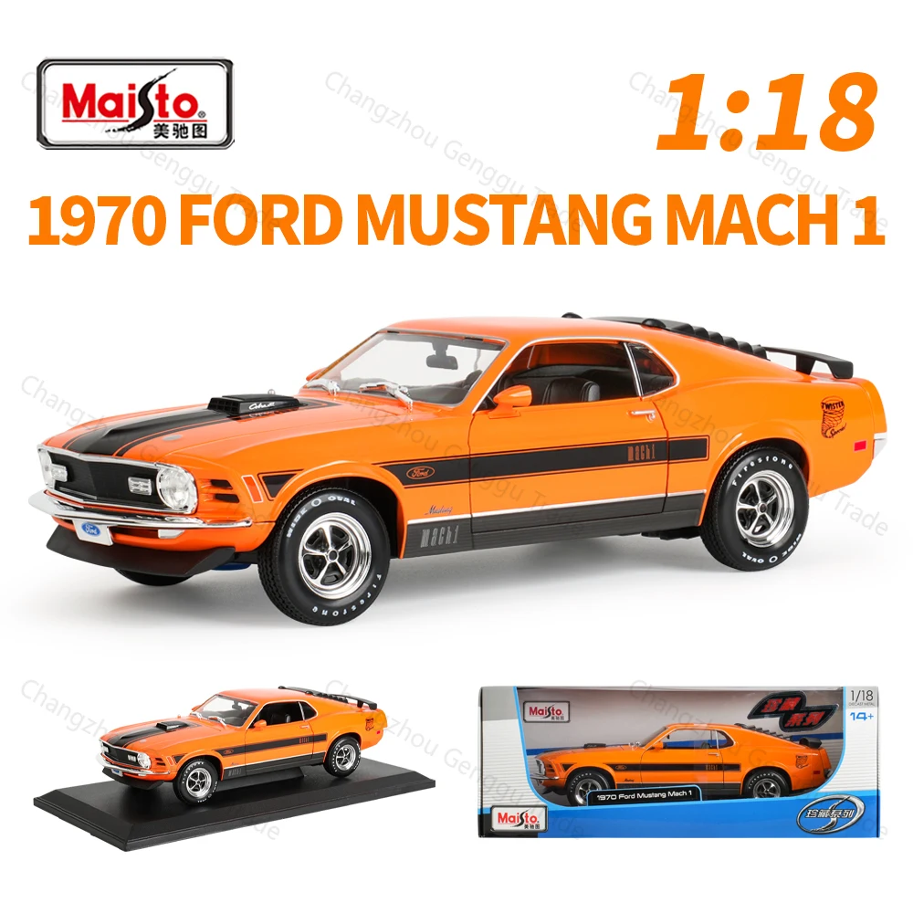 Maisto 1:18 1970 Ford Mustang Mach 1, Vehículos de Metal Fundido a Presión, Modelo Coleccionable de Auto de Juguete