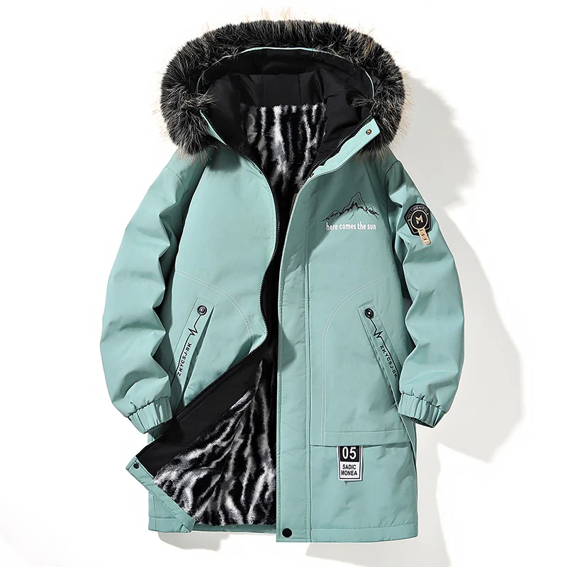 Winter Fashion Trend With Thick Velvet and Warm Long Cotton Jacket For Men Loose Fit Sports Plus Large Size High-Quality Jacket