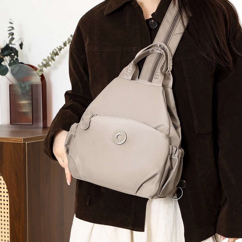 

New Women‘s Casual Oxford Fabric Backpack Fashion Solid Daypack Convertible Satchel Bag Female Lightweight Travel School Bookbag