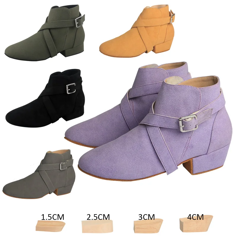 Wedopus botas e sapatos de dança com salto personalizado, botas curtas de tornozelo para dança violeta, sola macia, bota country feminina para ambientes internos