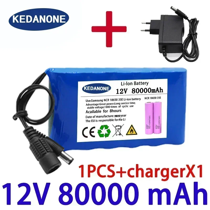 

Original New Portable 12V Battery,20000mAh 40000mAh 80000mAh Rechargeable Lithium-ion 18650 Battery Pack, DC 12.6V Charger