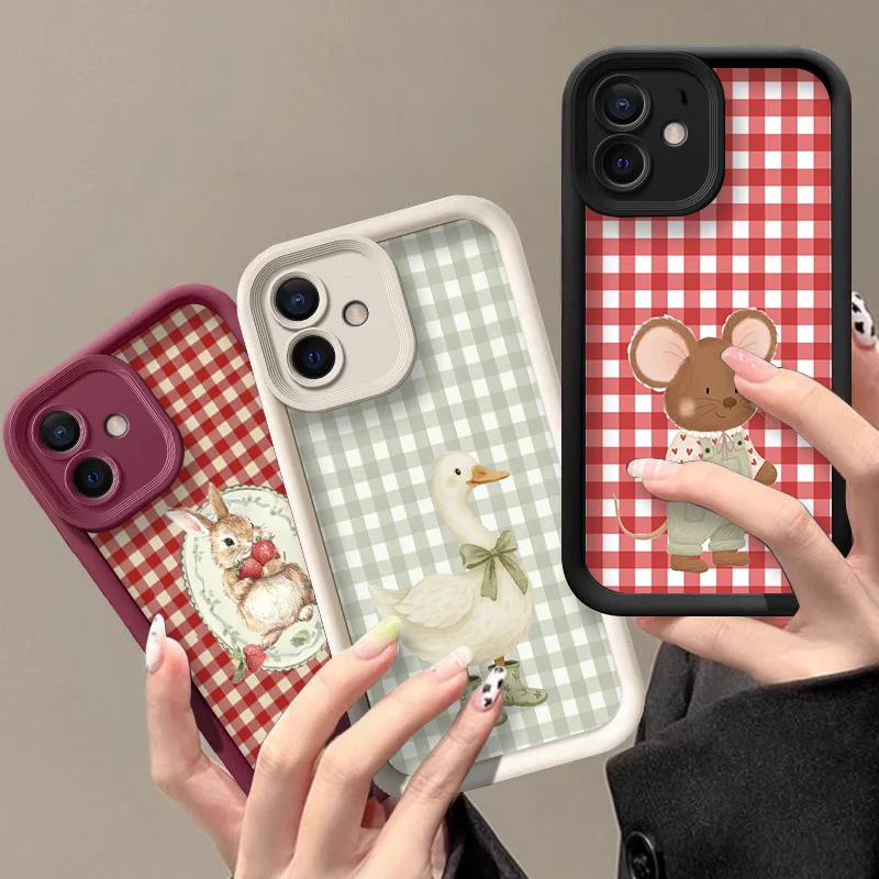 Xiaomi Redmi Note 13 - เคสโทรศัพท์ลายตารางหมากรุกพิมพ์ลายสัตว์น่ารักสำหรับ Xiaomi Redmi Note 14 13