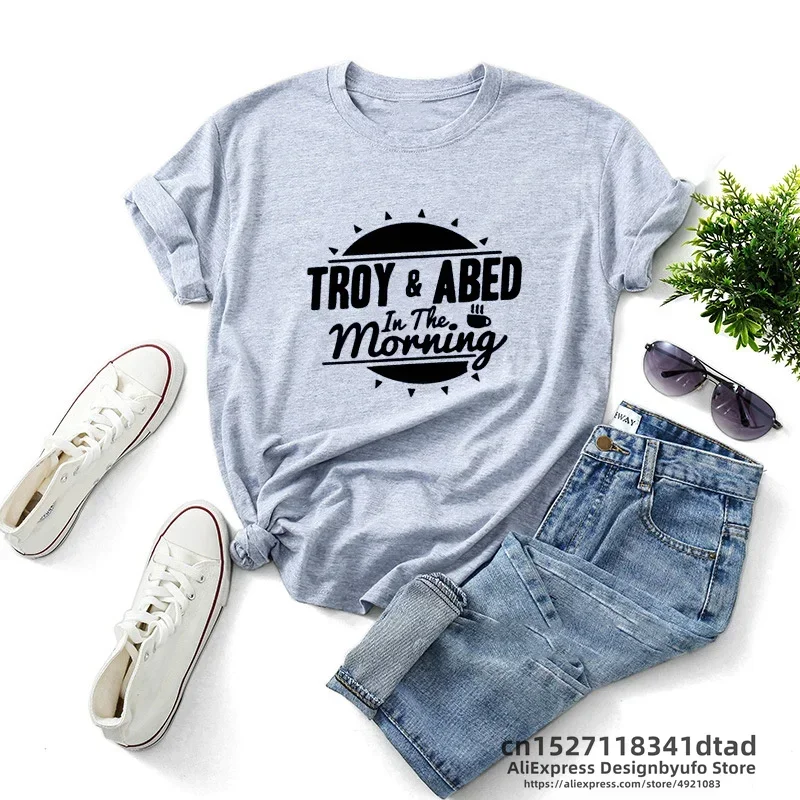 Troy and Abed In The Morning T Shirt O Neck Women Summer Community Tv Show Greendale College Tee Shirt Streetwear Woman Clothing