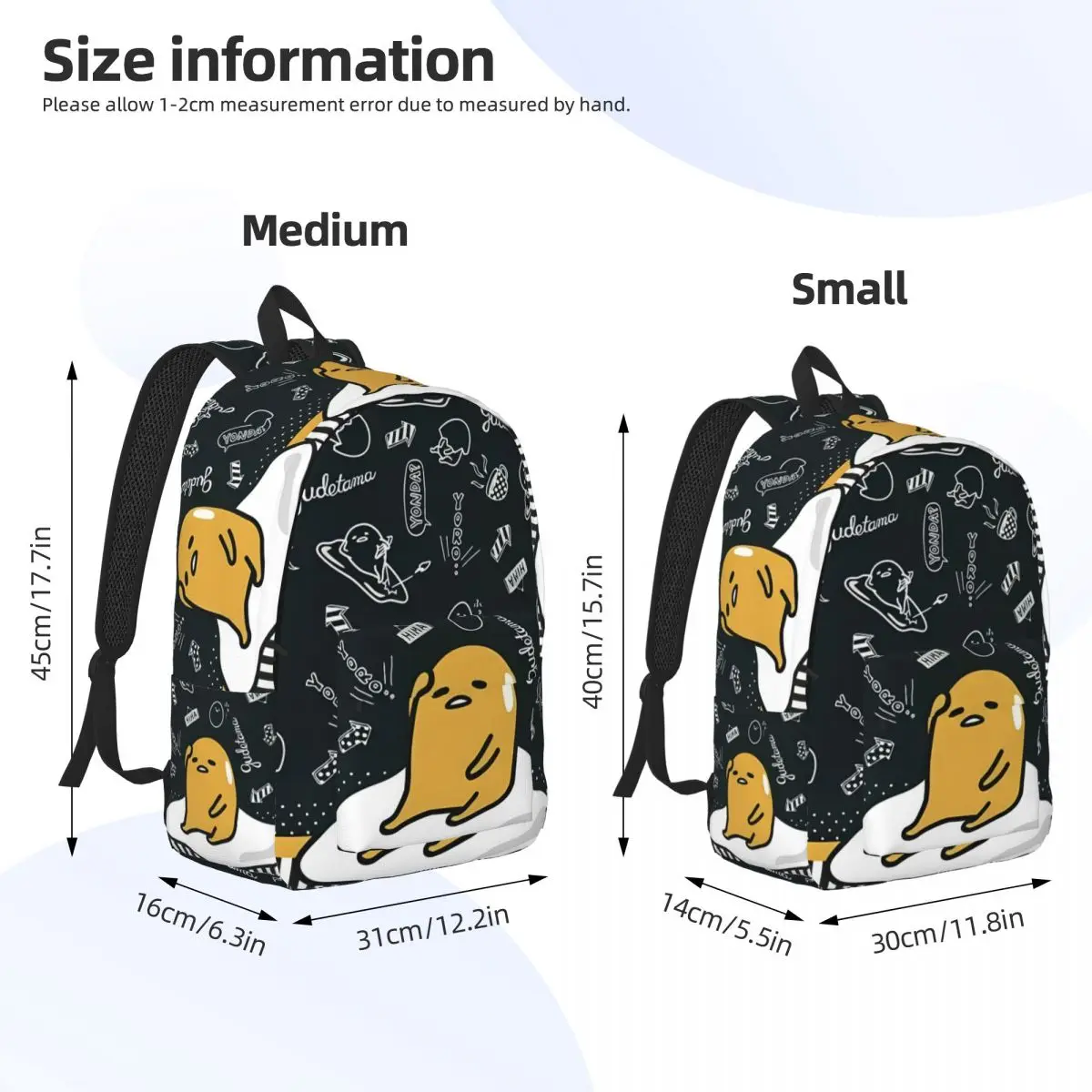 Gudetama dessin animé paresseux oeuf sac à dos pour garçon fille enfants étudiant école livre sacs sac à dos préscolaire maternelle sac en plein air