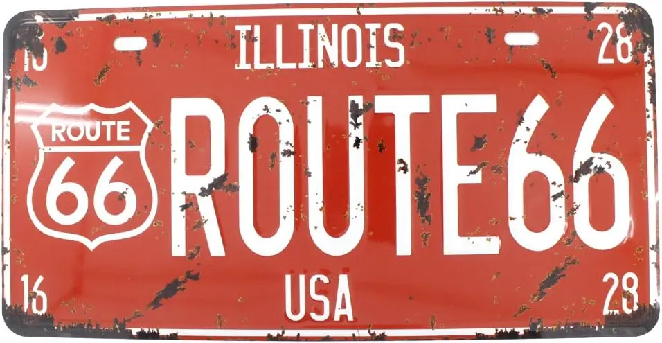 6x12 Inches Vintage Feel Metal Tin Sign Plaque for Home Decor (ILLINOIS ROUTE 66)