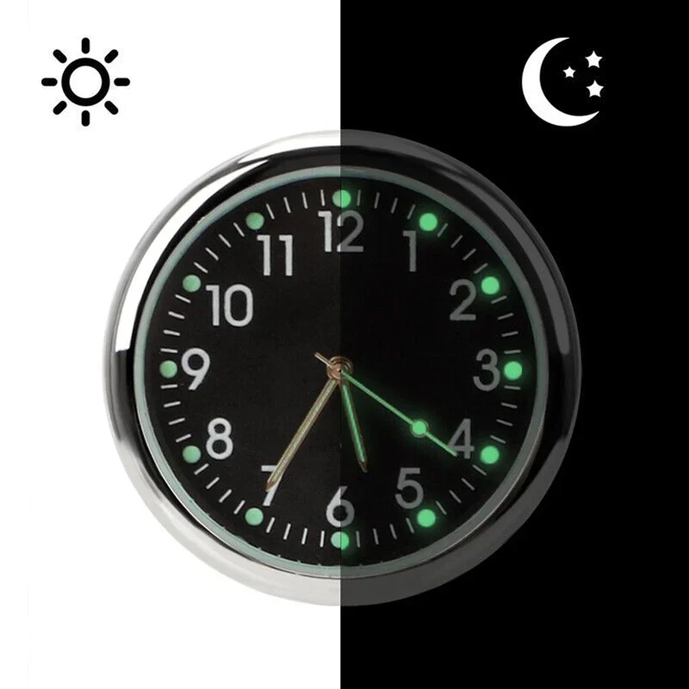 Car Quartz Clock Universal Round Car Clock Electronic Watch Luminous Car Dashboard Air Vent Stick-On Time Clock Watch Gauge