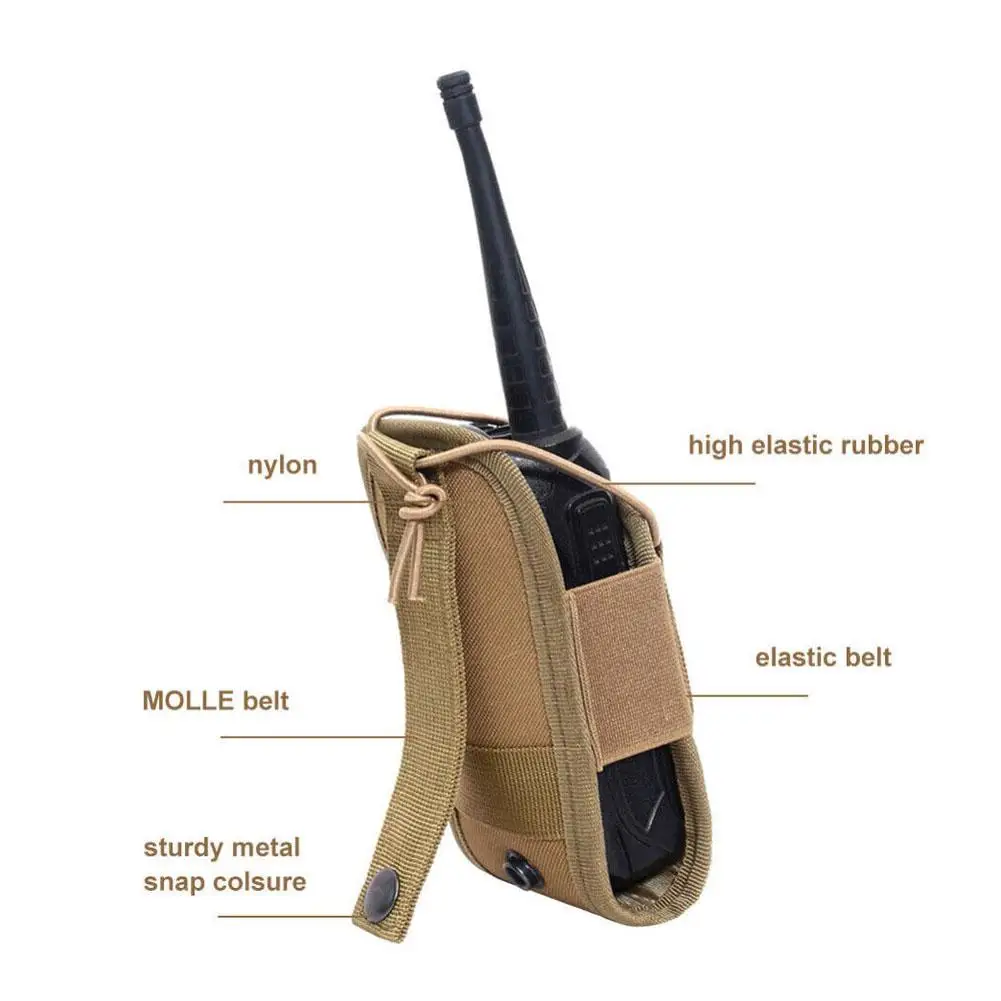 Tactical Molle Radio Walkie Talkie Pouch Waist Bag 1000D Outdoor Radio Interphone Holster Adjustable Two Way Radios Carry Bag