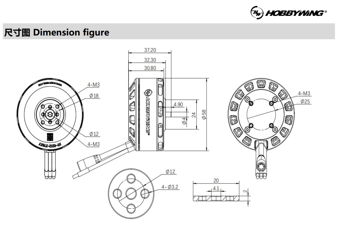 Factory V5212 12s Motor for Drones Fixed-Wing VTOL UAV Motor with Max 9kg Thrust for 16kg Planes and Accessories