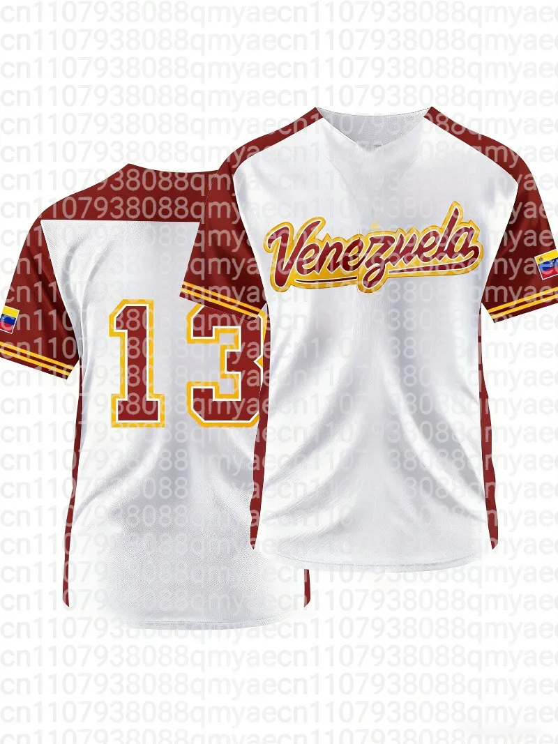 Venezuelan Flag Style Adult Short-Sleeve Baseball Jersey Button-Down Breathable Outdoor Sports Essential FamilyMatching Tops