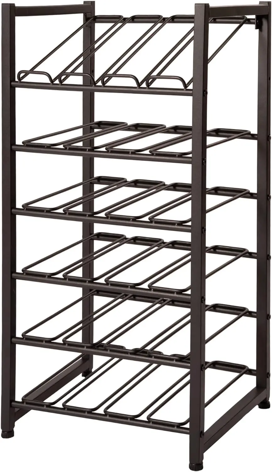 Up to 24 Wine Bottles - Industrial Kitchen Storage Bottle Display Stand - Matte Black Metal Construction - 16.5 x 13.5 x 31.6in