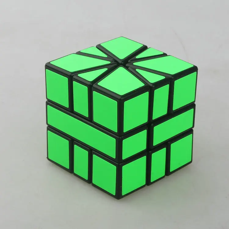 [Wisdom]SQ1 Cube Smooth Black Background Green Fluorescent Sticker Square1 Fan-shaped Cube Complex Puzzle Casual Toy Gift