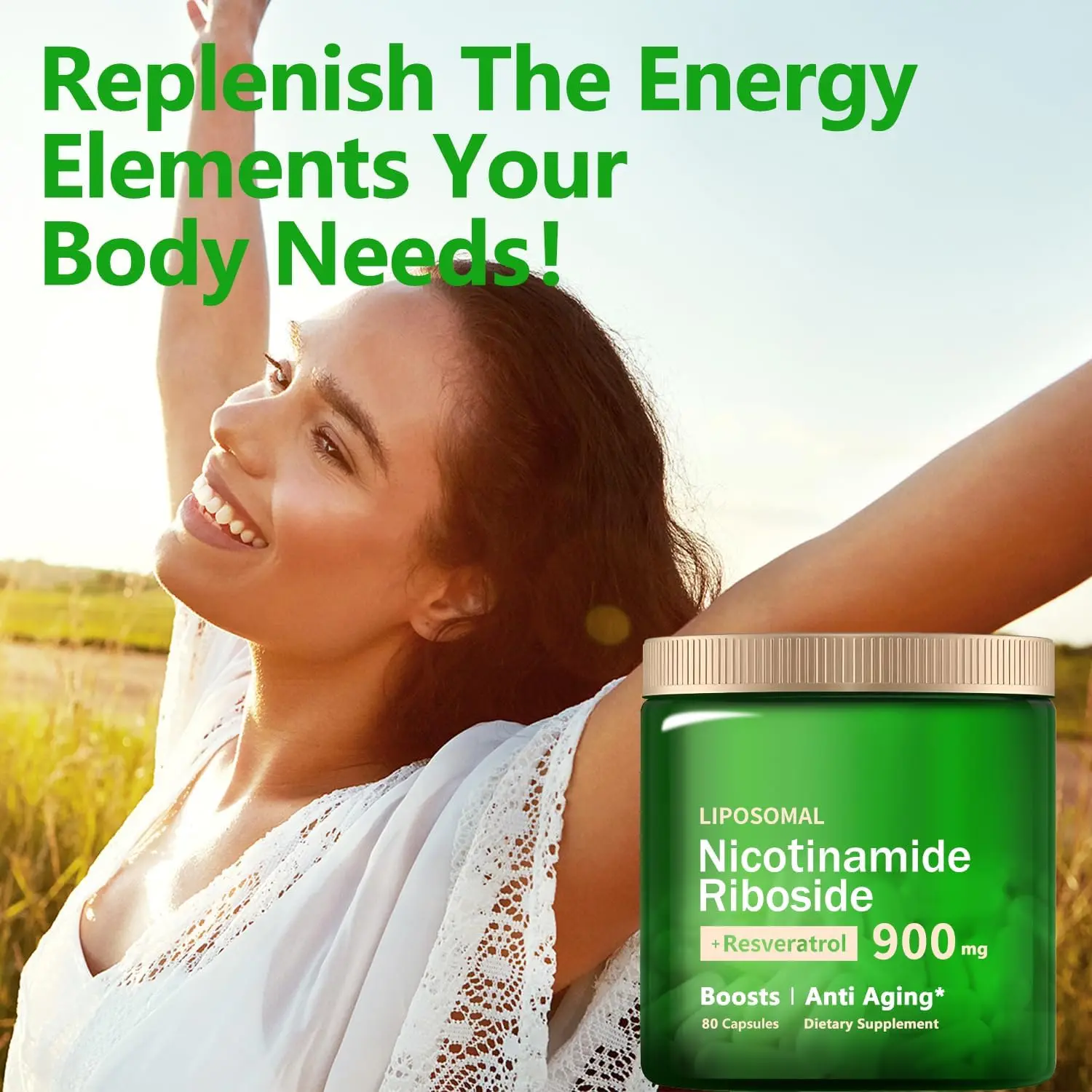 Nicotinamide Riboside Resveratrol,Supplement with Nicotinamide Riboside,Riboside Resveratrol, Supplement for Energy, Focus.
