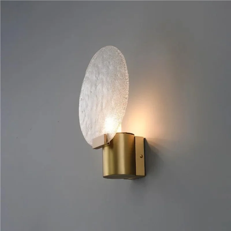 

Nordic Simple Modern Brass LED Wall Light Minimalist Glass Living Room Entrance Corridor Background Wall Bedroom Bedside Lamp