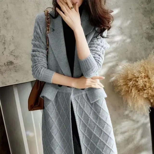 Hot Sale New Spring Autumn Winter Women Wool Knitted Sweater Solid Color Loose Soft Fashion Female Coat E1856