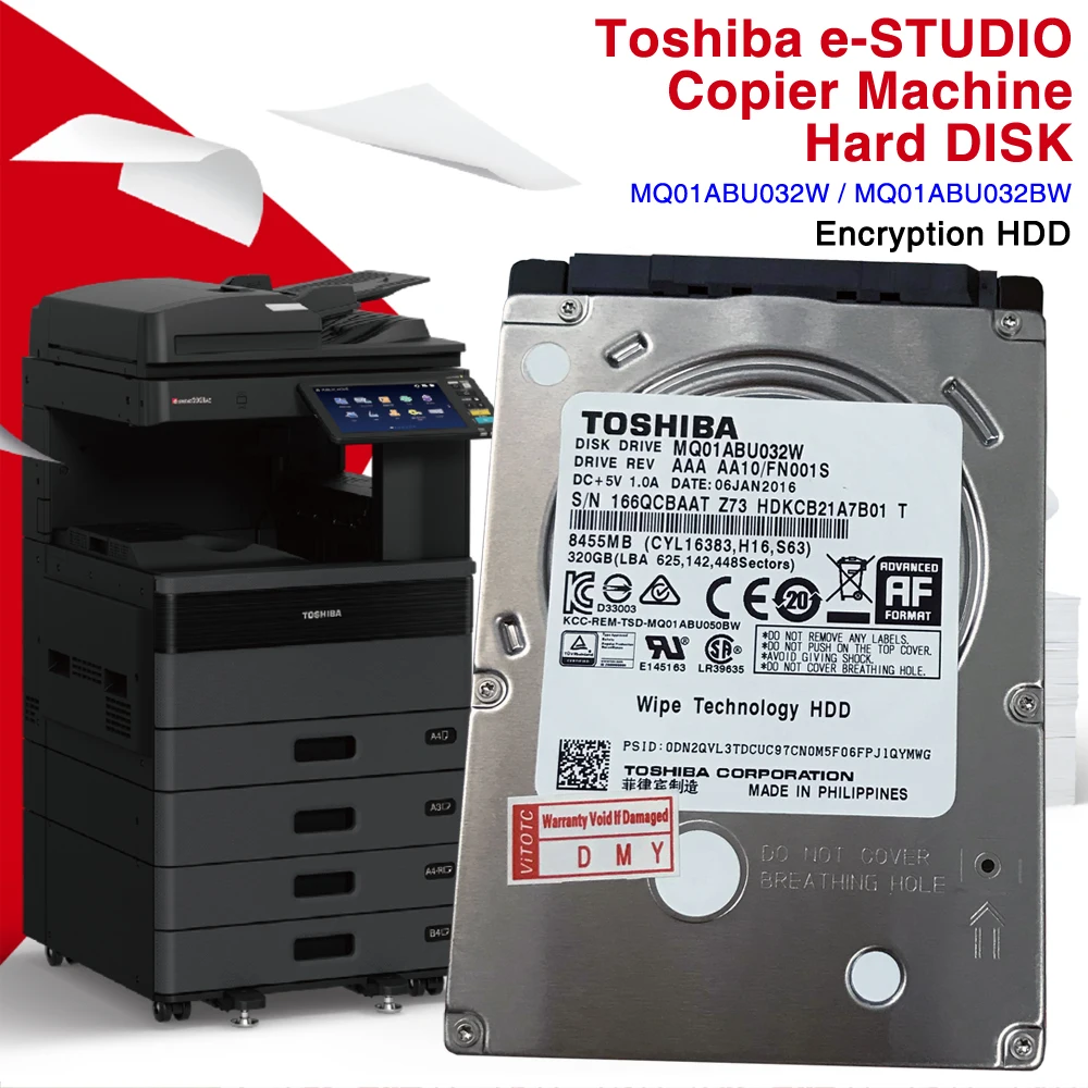 Wipe Technology HDD 320G DRIVE For Toshiba e-STUDIO 2508 2508A 3008A 3508A 4508 4508A 5008A Copier System Hard DISK