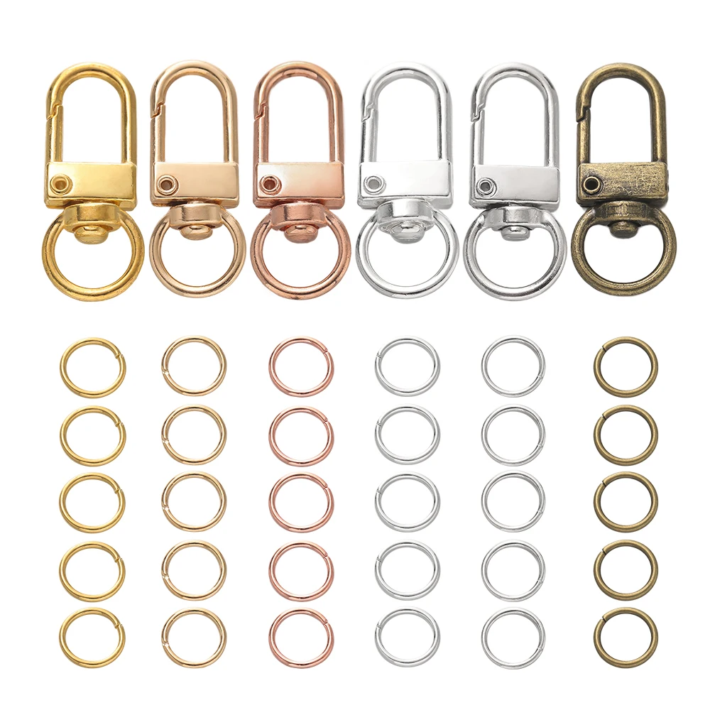 

110pcs/Set Alloy Snap Lobster Clasp Hooks Keychain Findings with Jump Rings for DIY Key Chain Necklace Bracelet Supplies