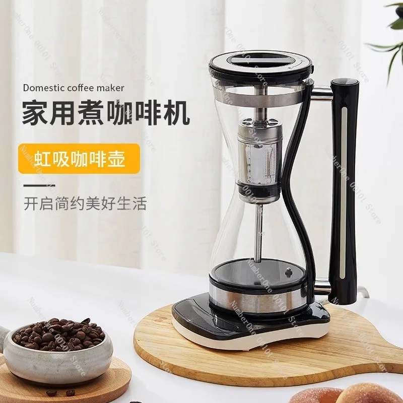 Home Barista Electric Siphon Coffee Maker Vacuum Brewer with Heating Base Glass Hand Drip Pot for Household Office American