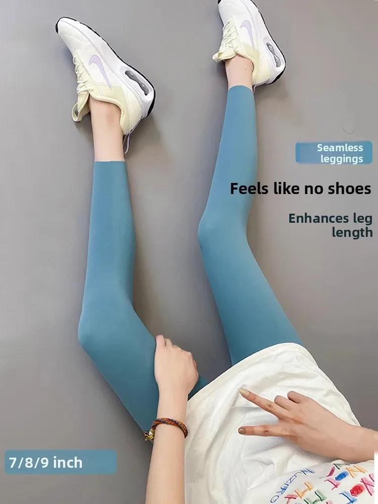 슬림핏 요가 팬츠 여성용 여름 얇은 하이웨이스트 소형 사이즈 베이스 레이어 팬츠 팔부 스포츠 팬츠