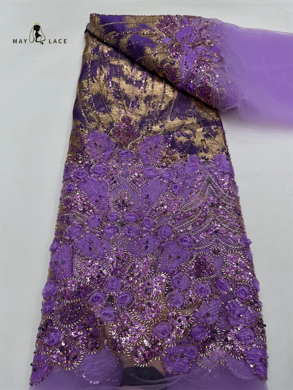 

2026 Luxury African Tulle Chiffon Lace Fabrics With Beaded Sequins French Nigerian Mesh Lace Fabrics For Women Dresses Sewing