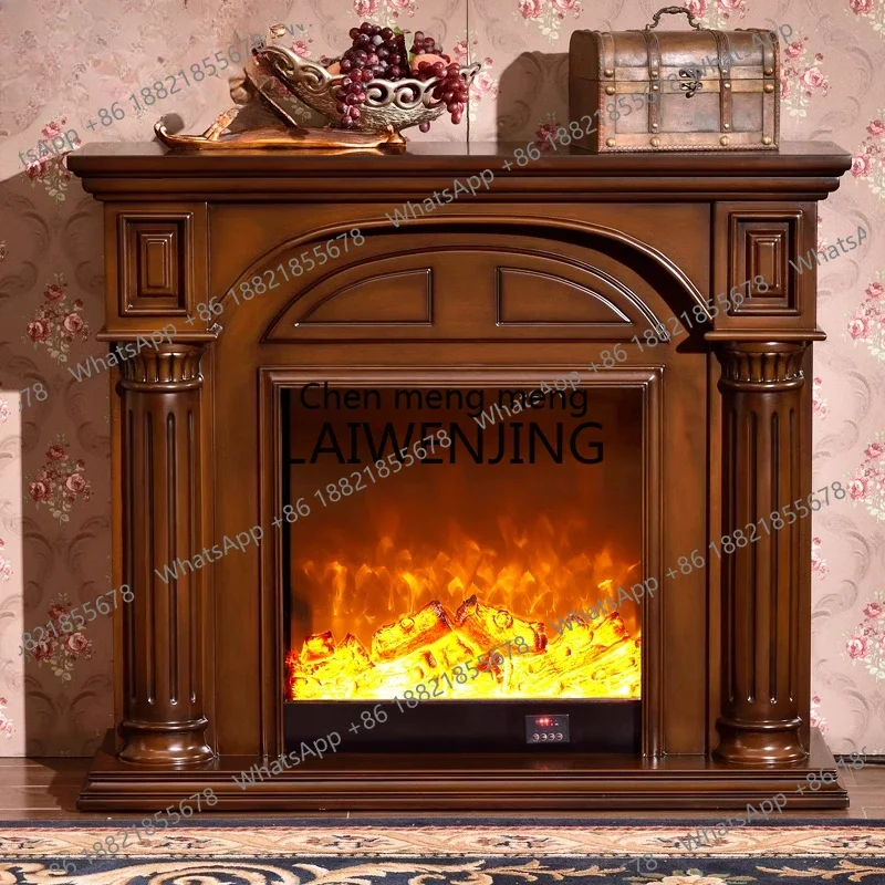 A55 European solid wood American decorative heating white fireplace cabinet Roman column furniture