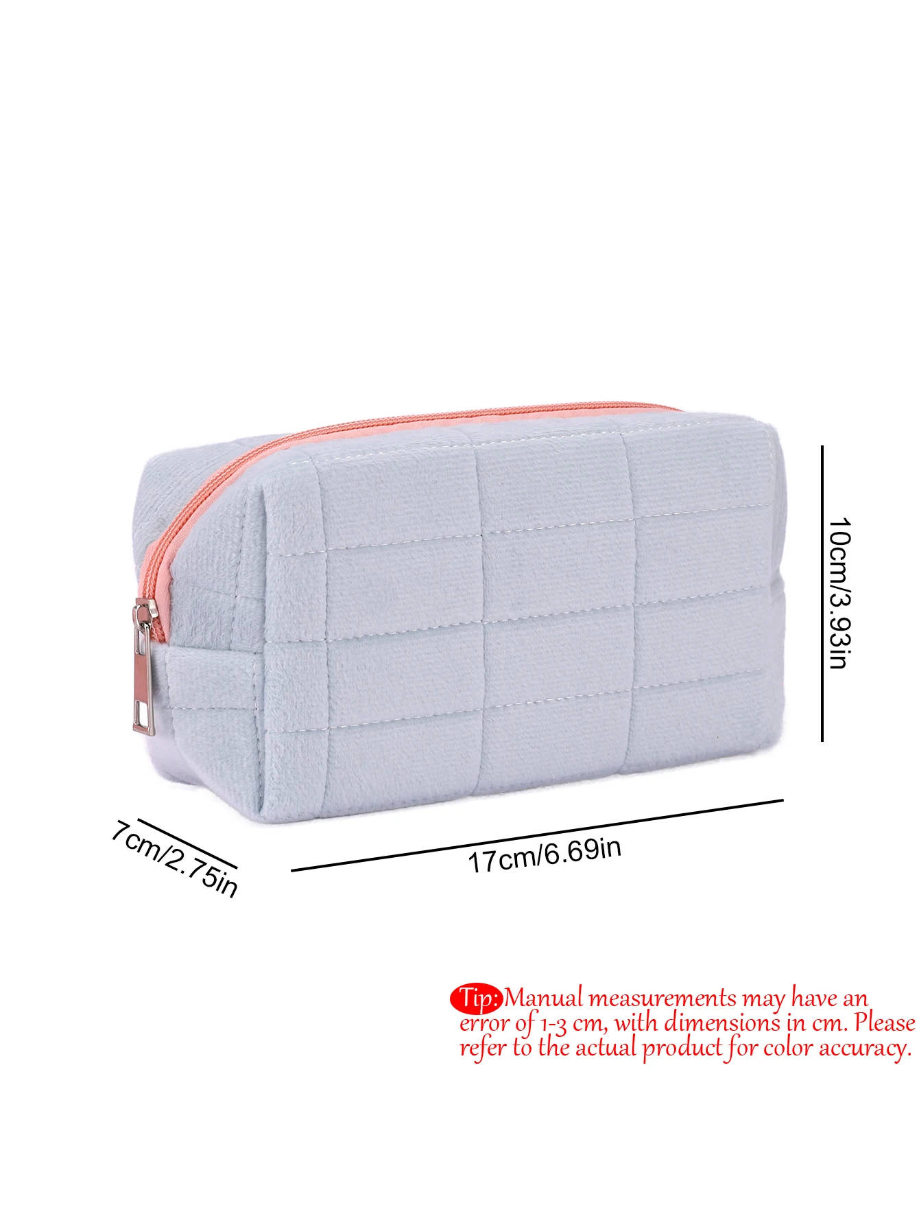 Custom Name Grid Quilted Plush Pen Bag Personalized Heat Transfer Zipper Pencil Case Capacity Stationery Storage Back to School view 6