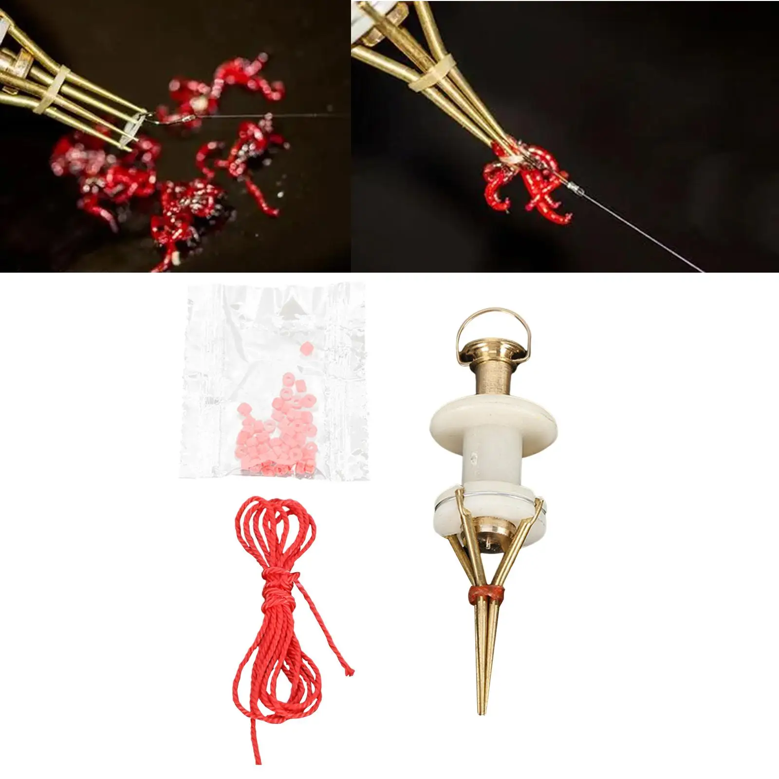 คลิปหนีบหนอนเลือด 2x, คลิปหนีบแบบพกพา 4 ขา, อุปกรณ์ตกปลา, ชุดคลิปหนีบสีแดง, คลิปหนีบเหยื่อ