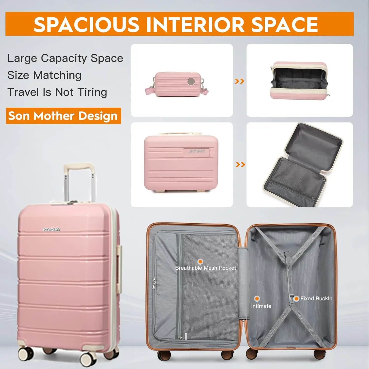 Joyway Travel Luggage Sets, Stylish Carry On Checked Suitcase Set,Sturdy Durable Scratch-resistant,TSA Lock,Spinner Wheels 6