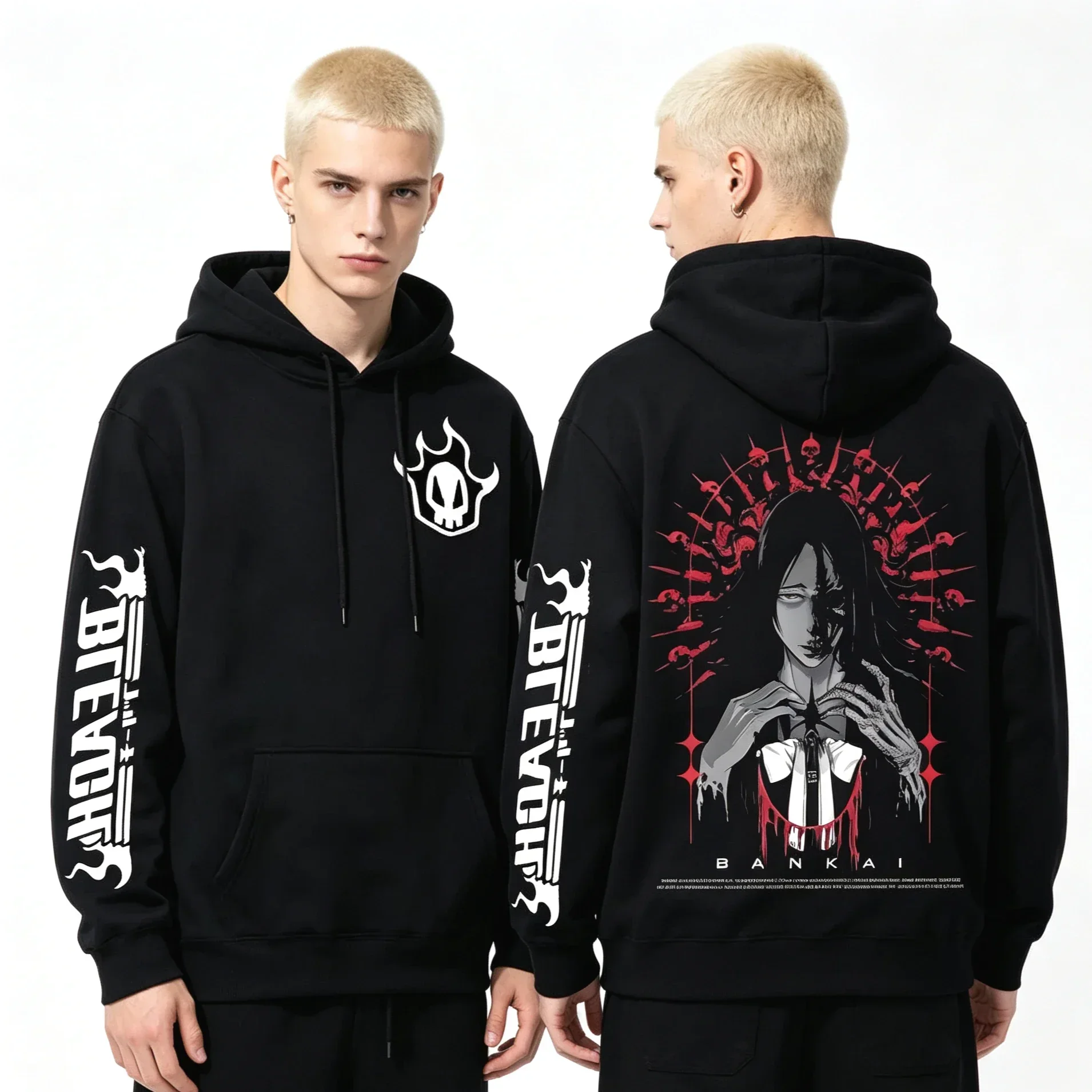 Bleach Bankai Anime Hoodie Men Women Unisex Black Pullover Hooded Sweatshirt Harajuku Streetwear Long Sleeve Tops