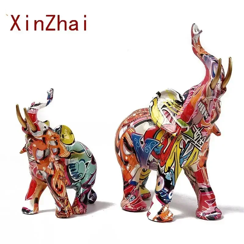 

Скульптура в виде слона Vilead с граффити, статуэтка в виде животного из смолы, современные фигурки в стиле поп-улицы, домашнее украшение для гостиной, интерьер