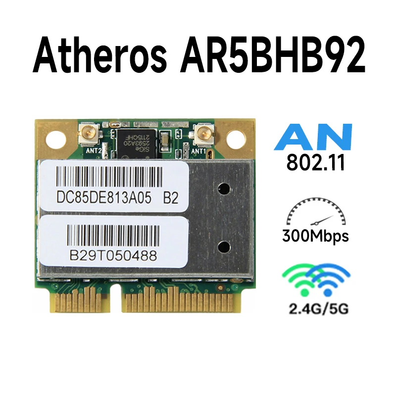 2026 Atheros Ar9280 Mini Pcie Network Card Ar5bhb92 Dual Band 2 4ghz 5ghz 802 11a b g n 300mbps Notebook Spare Part