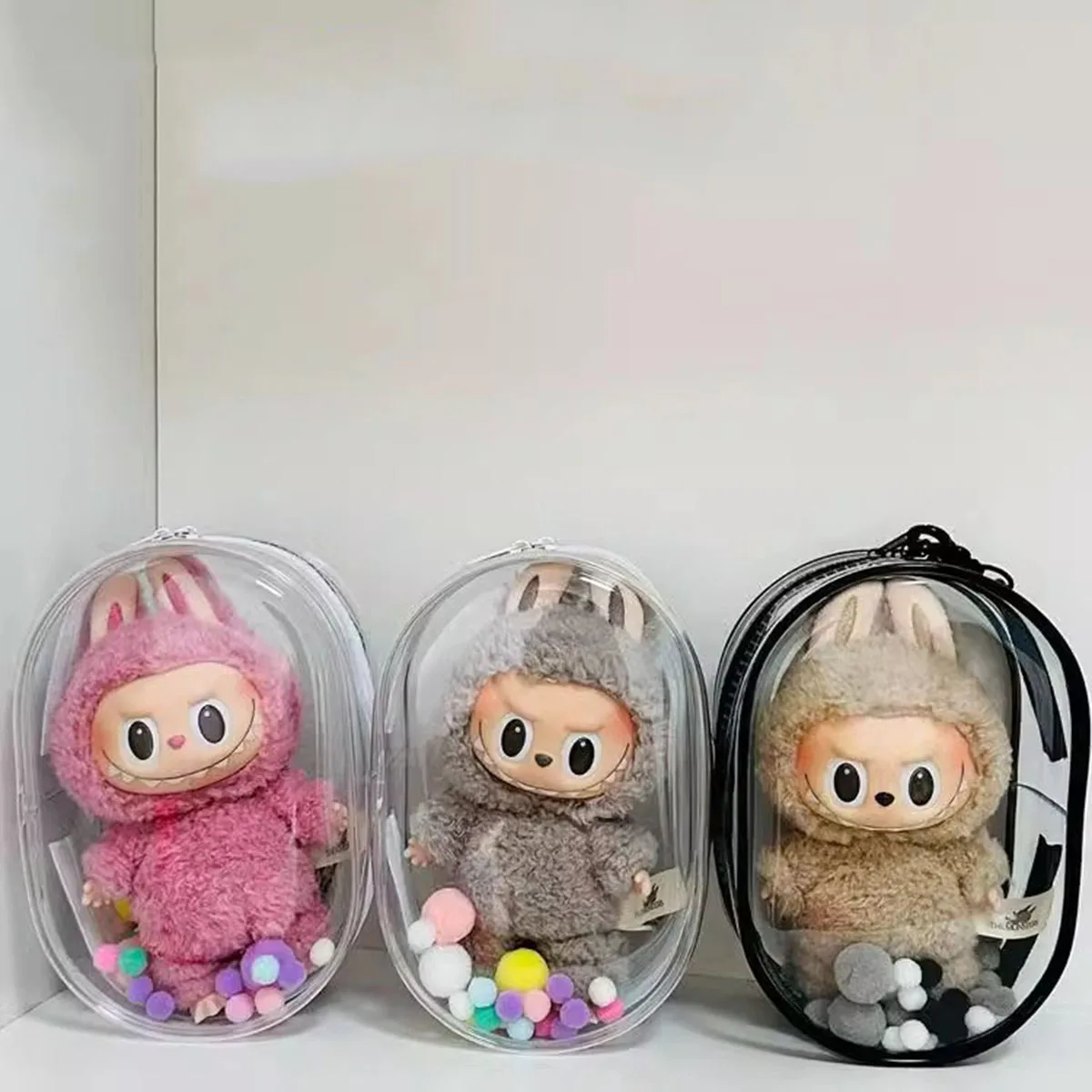 For Labubu Protective Cover Dolls Bag Organizer Box Transparent Doll Storage Bag