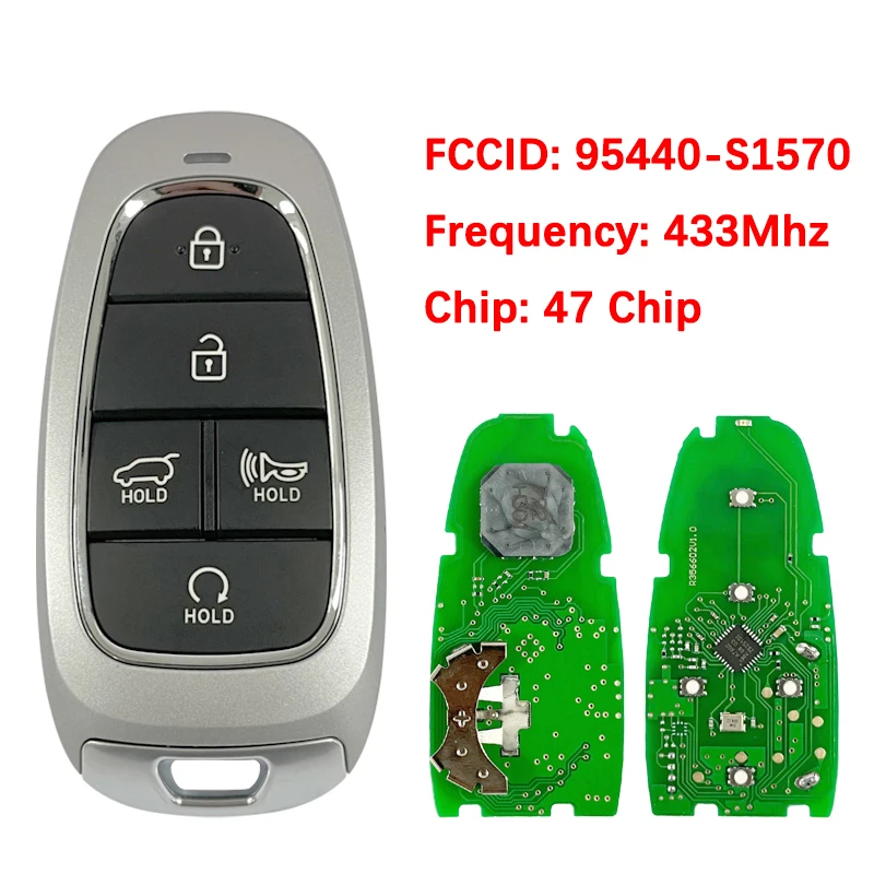 

CN020254 Aftermarket Key для Hyundai Santa Fe 2021-2022 5 кнопочный смарт-брелок FCCID 95440-S1570 TQ8-FOB-4F27 47 Chip 433Mhz