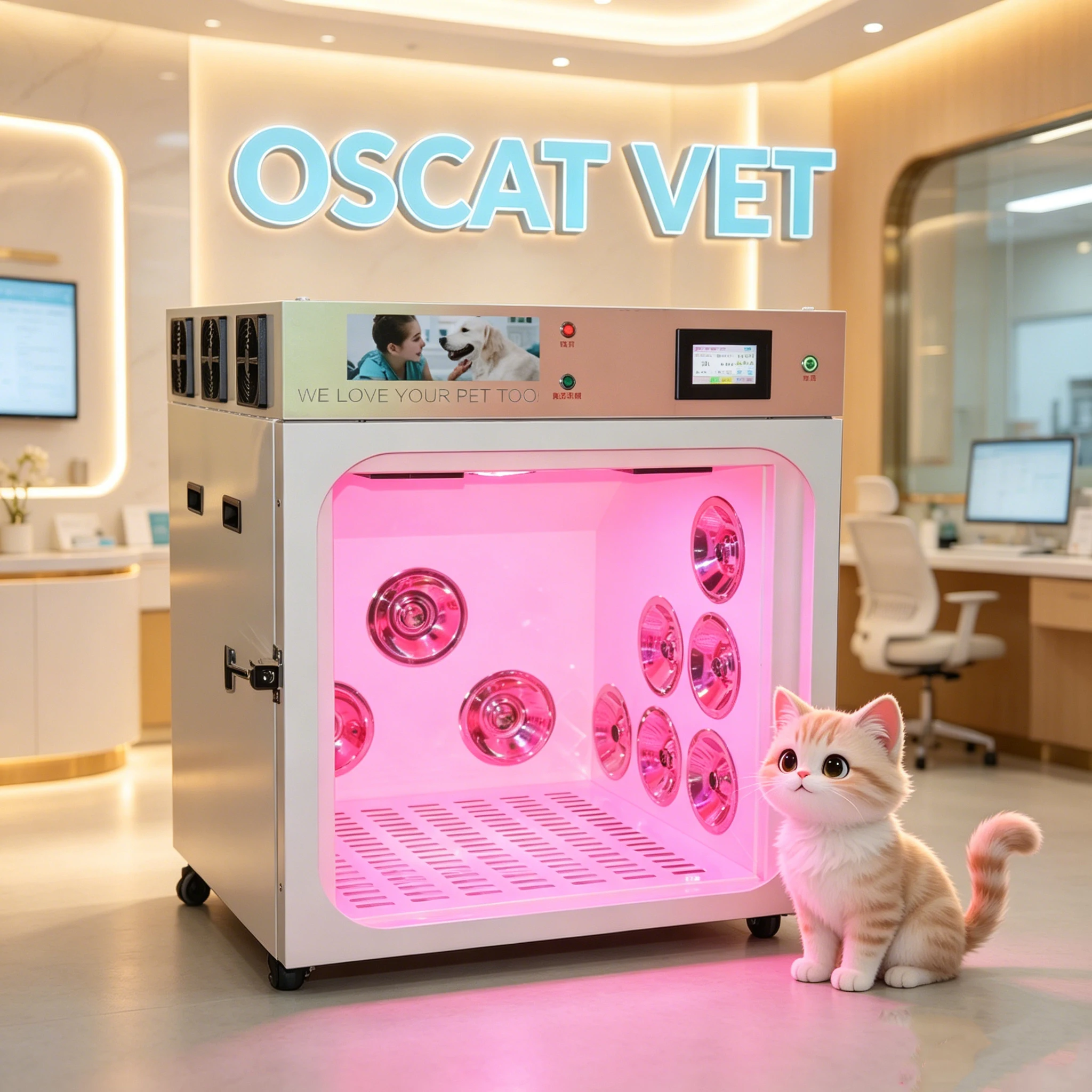 OSCAT Veterinary Machine  Pet Dryer Box 60x50x60cm Internal 3 Lighting Modes Super Silence For Grooming Salon