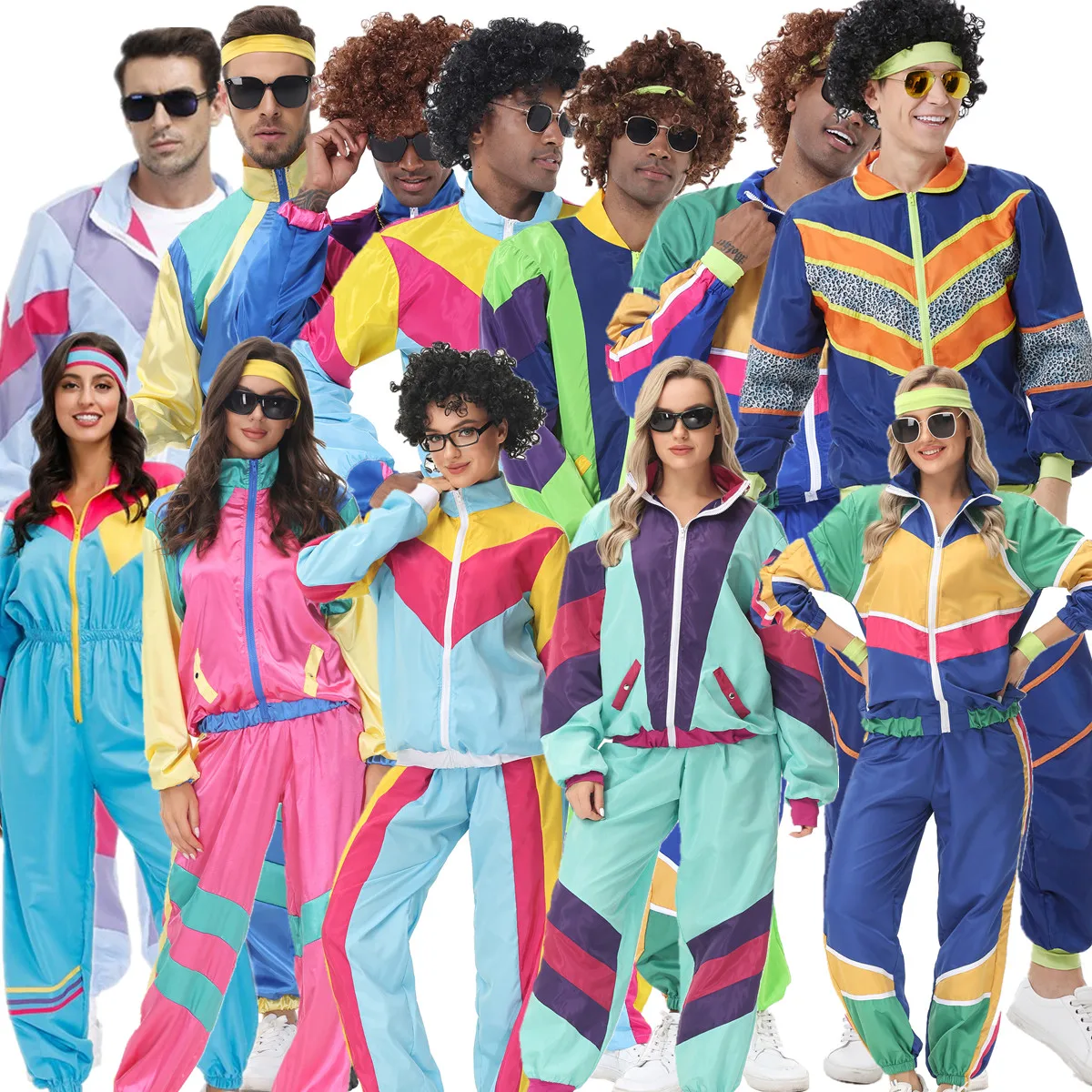 

RE Many Adult Retro Disco 60s 70s Halloween Purim Hippie Couple Costumes Rave Party Vintage Rock Fancy Dress Set