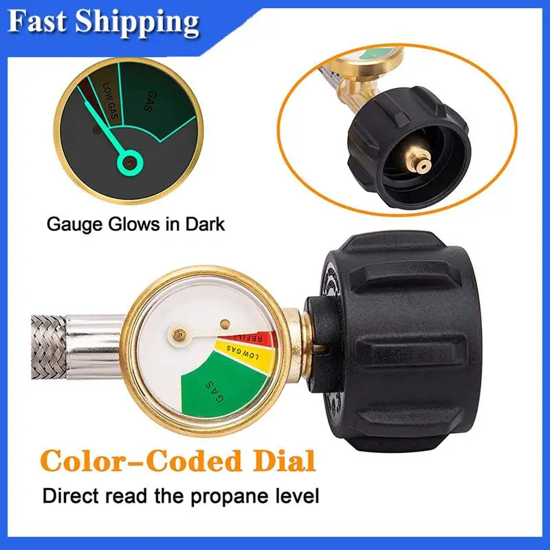 

2 шт. 15-дюймовый шланг для пропана RV Шланг для пропана RV с манометром для резервуаров 5–40 фунтов — быстроразъемный шланг для пропана в оплетке из нержавеющей стали