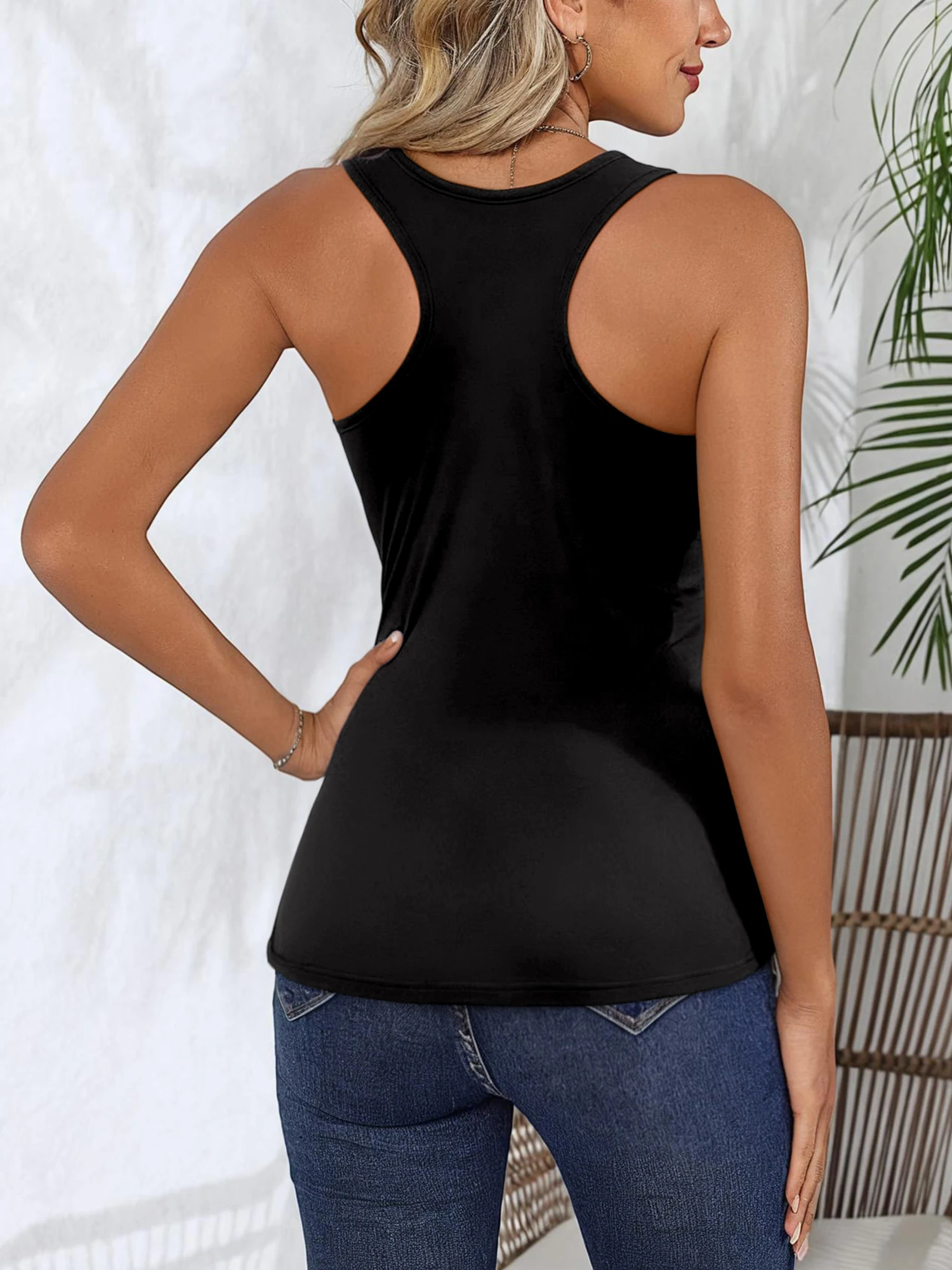 Beautiful Crazy Quote Tank Top Sleeveless Scoop Neck Casual Women Stylish Cursive Print Summer Top