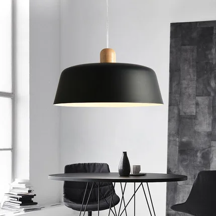 Nordic Wood Pendant Lighting Fixture Luminaire Round Kitchen Dining Room Hanging Lamp Suspension Light Home Decor Black Bedside